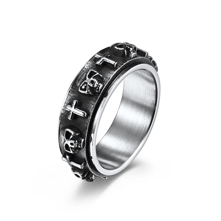 Modern Style Skull Cross Spinner Titanium Steel Ring