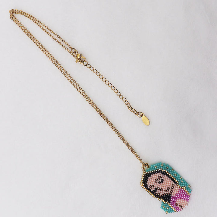 Colored Style Cartoon Saints Beaded Charming Faith Inspired Necklace