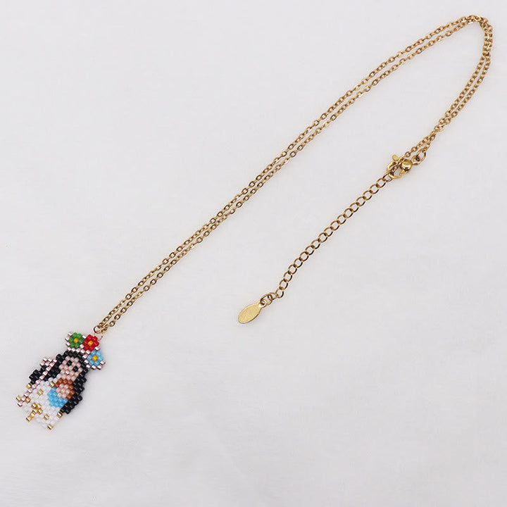 Colored Style Cartoon Saints Beaded Charming Faith Inspired Necklace