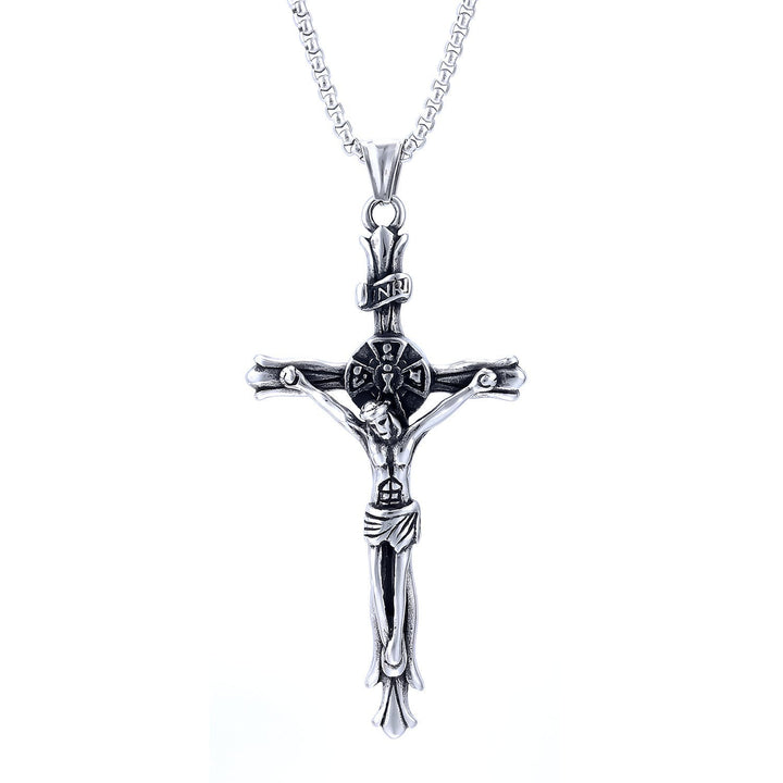 Classic Style INRI Plaque Crucifix Cross Jesus Sacred Faith Necklace