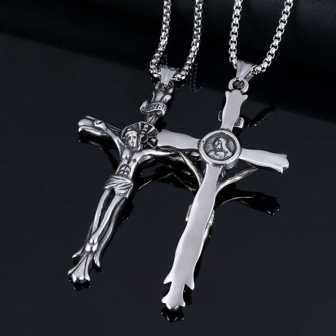 Classic Style INRI Plaque Crucifix Cross Jesus Sacred Faith Necklace