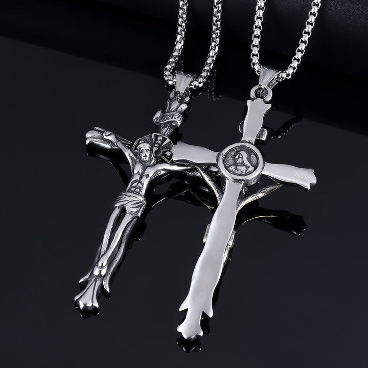 Classic Style INRI Plaque Crucifix Cross Jesus Sacred Faith Necklace