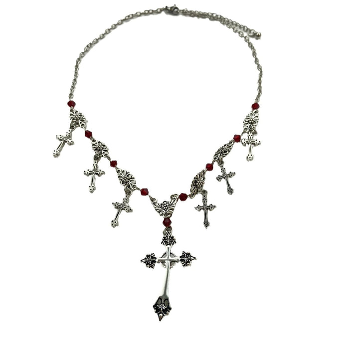 Modern Style Scarlet Beads Cross Divine Faith Necklace