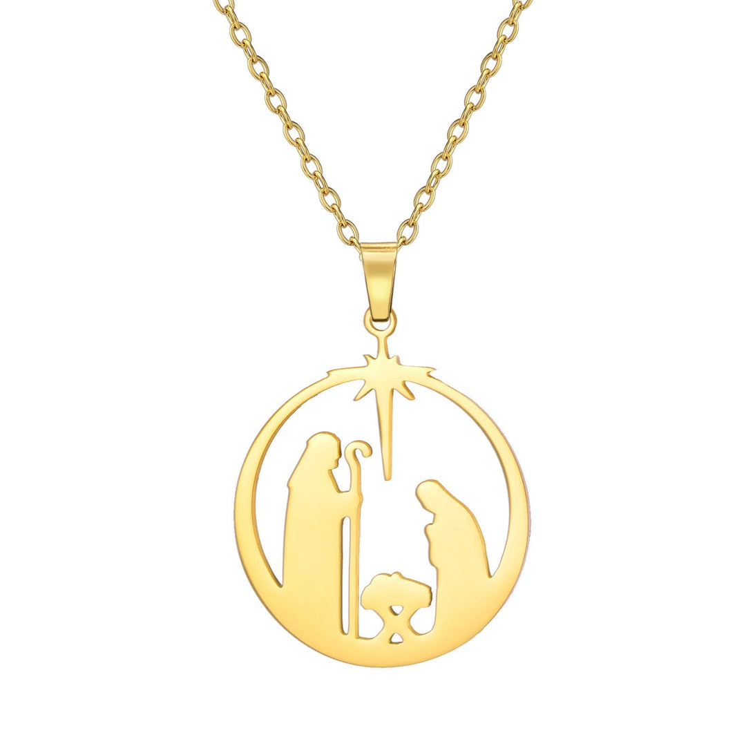 Modern Style Unique Star of Bethlehem Nativity Scene Jesus Sacred Faith Necklace
