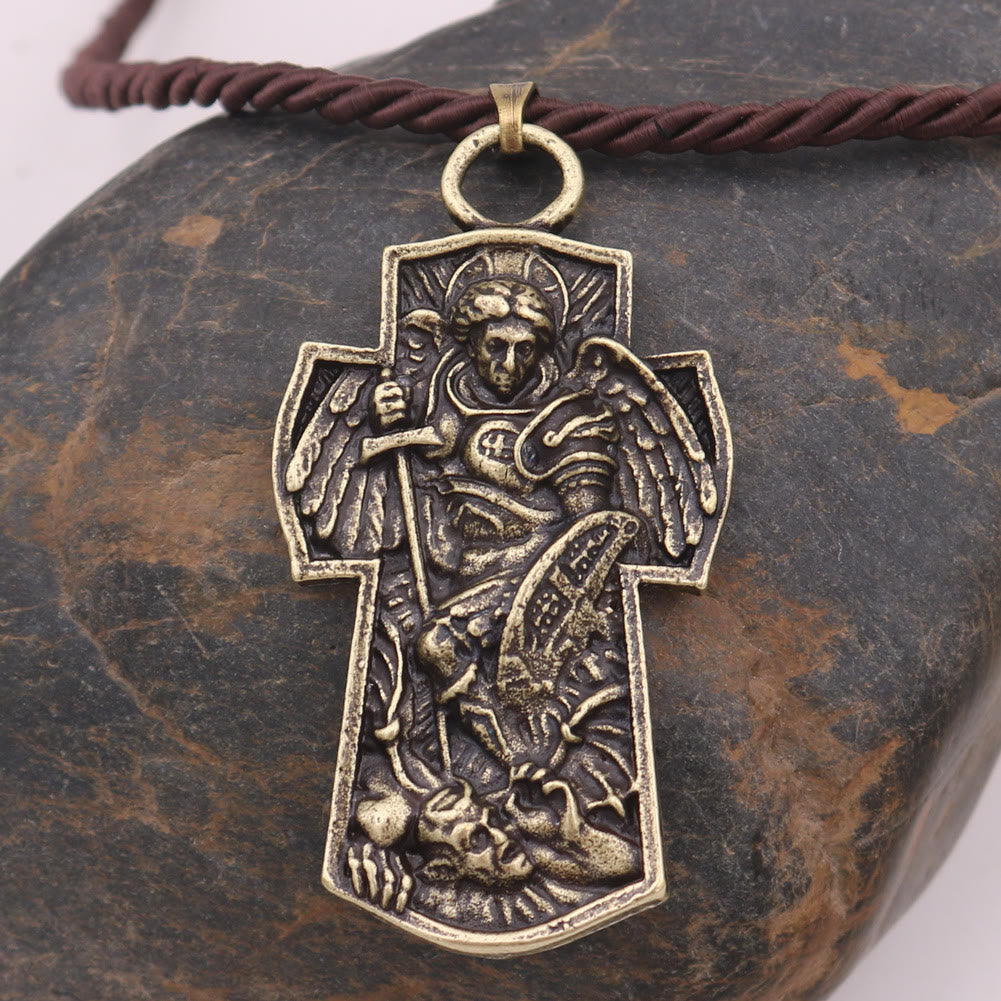 St. Michael the Archangel Protect Us Medal Titanium Pendant Necklace