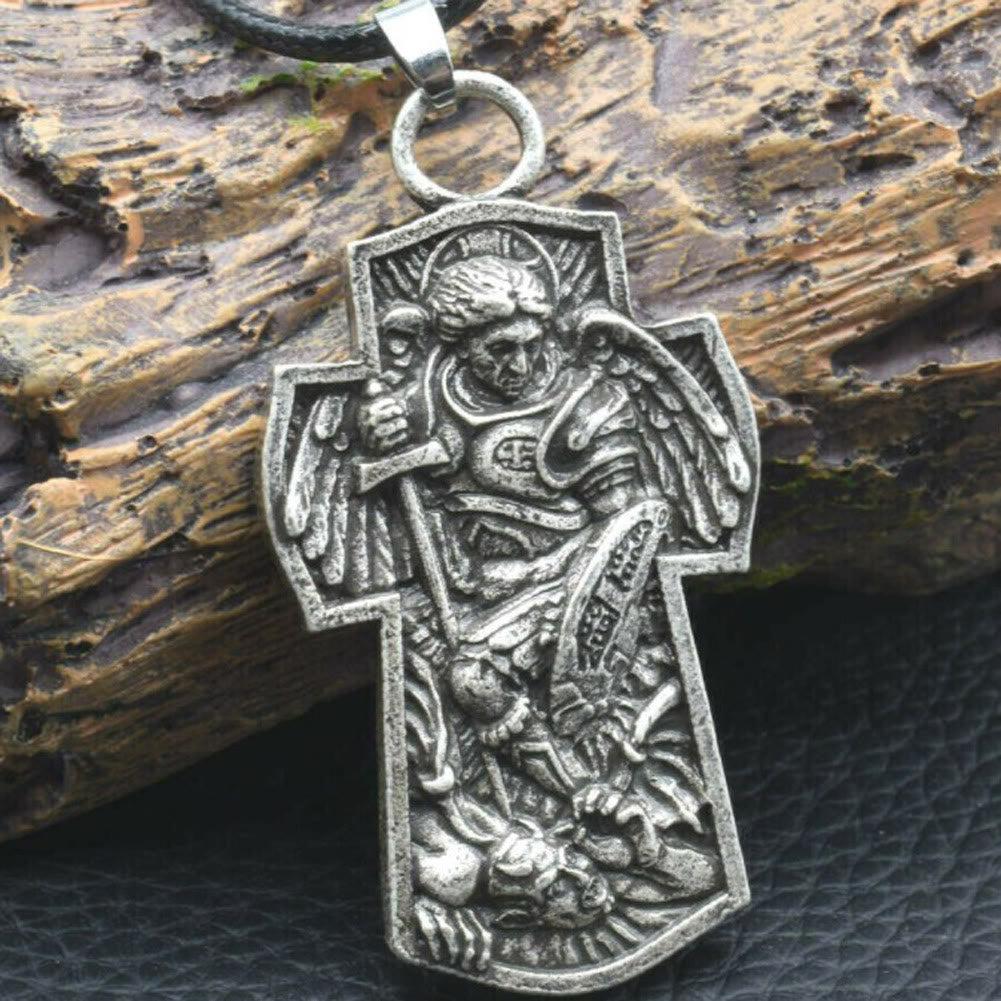 St. Michael the Archangel Protect Us Medal Titanium Pendant Necklace