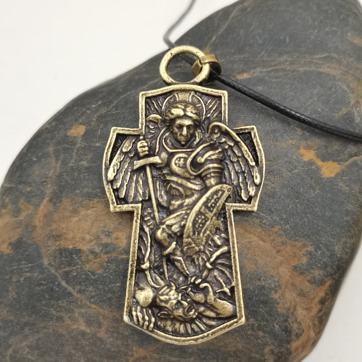 St. Michael the Archangel Protect Us Medal Titanium Pendant Necklace