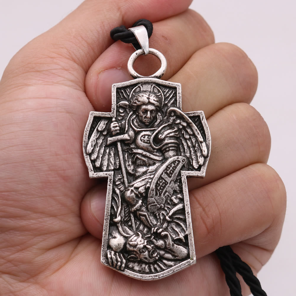 St. Michael the Archangel Protect Us Medal Titanium Pendant Necklace