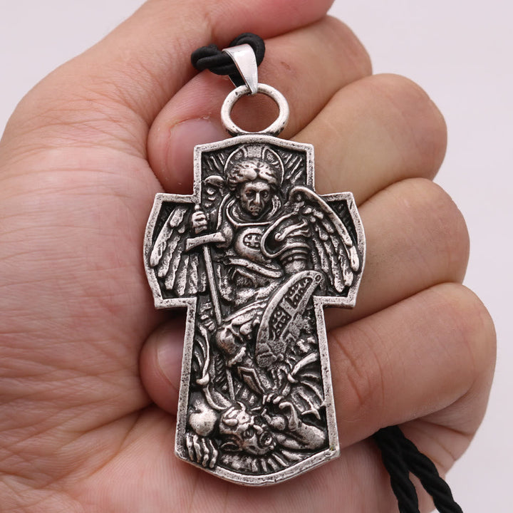 St. Michael the Archangel Protect Us Medal Titanium Pendant Necklace