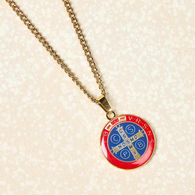 2 Color Retro Style St. Benedict Symbol Protection Faith Pendant Necklace