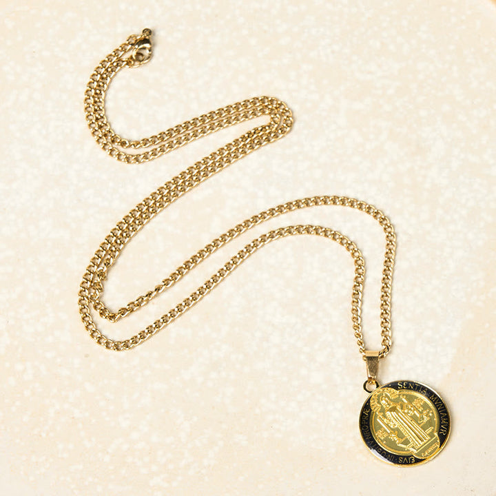 2 Color Retro Style St. Benedict Symbol Protection Faith Pendant Necklace