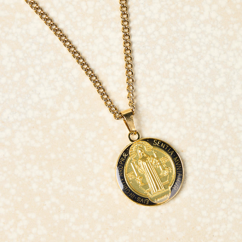 2 Color Retro Style St. Benedict Symbol Protection Faith Pendant Necklace