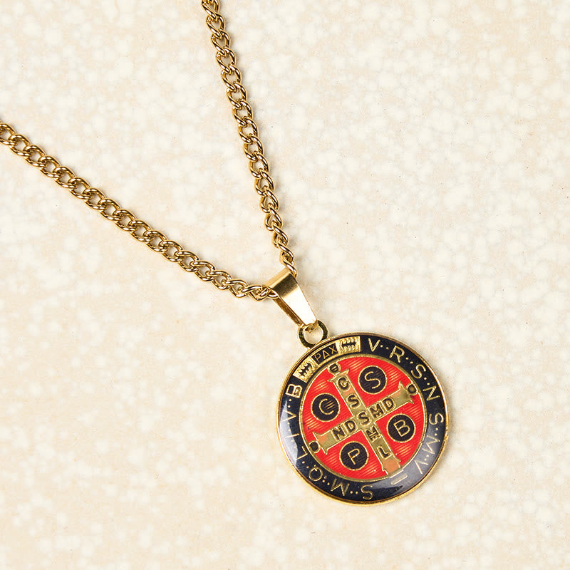 2 Color Retro Style St. Benedict Symbol Protection Faith Pendant Necklace