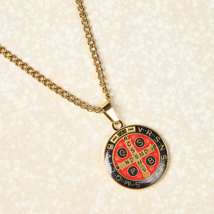 2 Color Retro Style St. Benedict Symbol Protection Faith Pendant Necklace