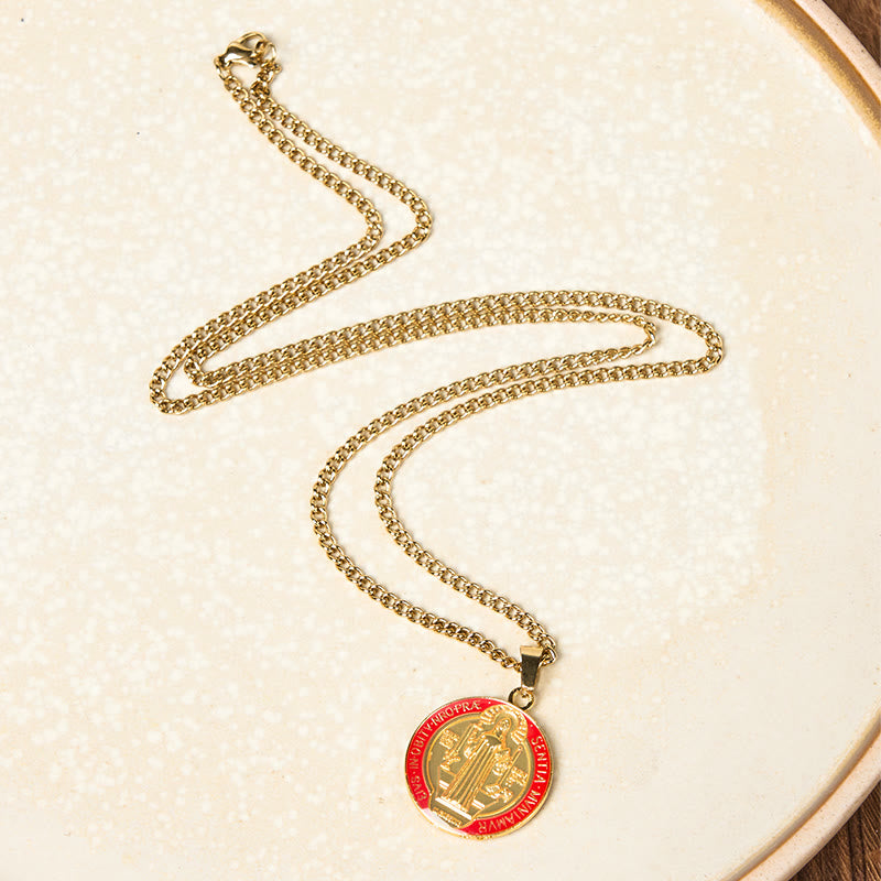2 Color Retro Style St. Benedict Symbol Protection Faith Pendant Necklace
