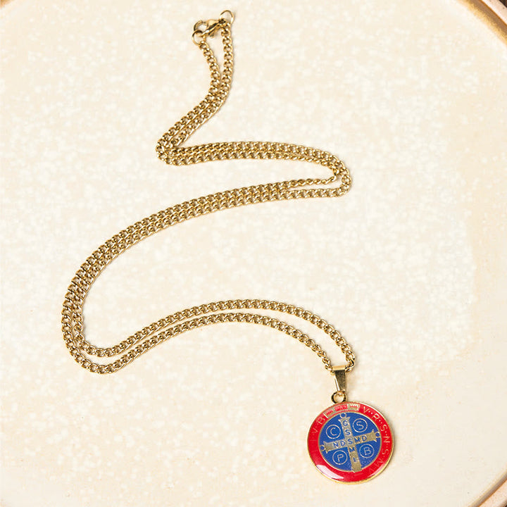 2 Color Retro Style St. Benedict Symbol Protection Faith Pendant Necklace