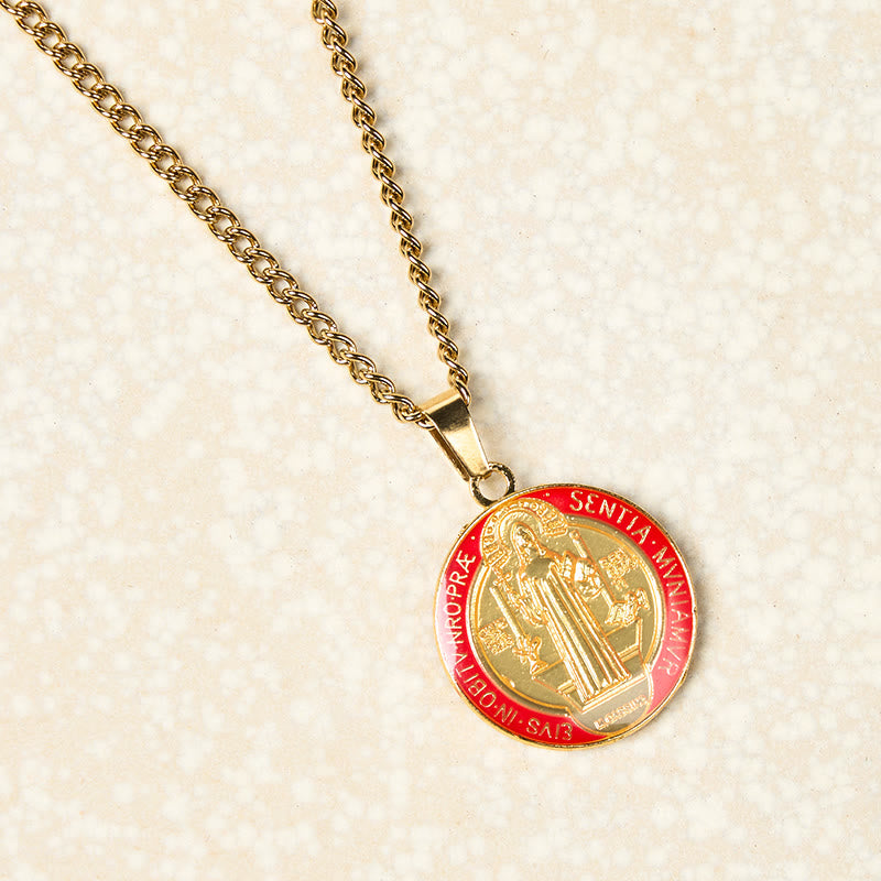 2 Color Retro Style St. Benedict Symbol Protection Faith Pendant Necklace