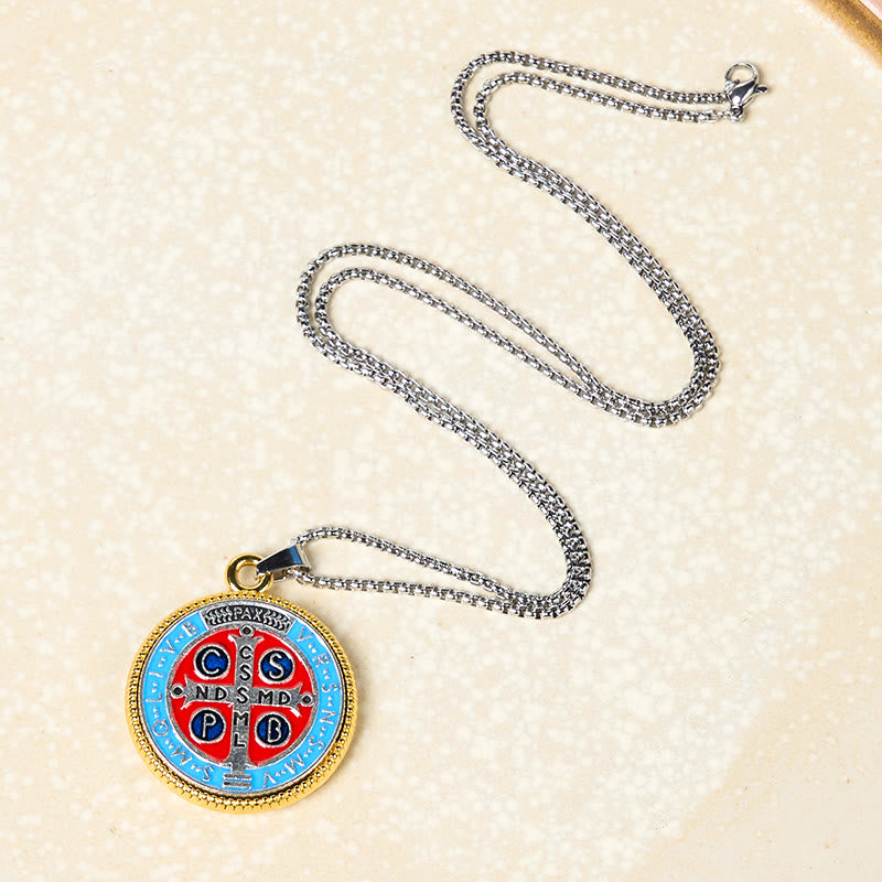 2 Color Retro Style St. Benedict Symbol Exorcism Faith Pendant Necklace