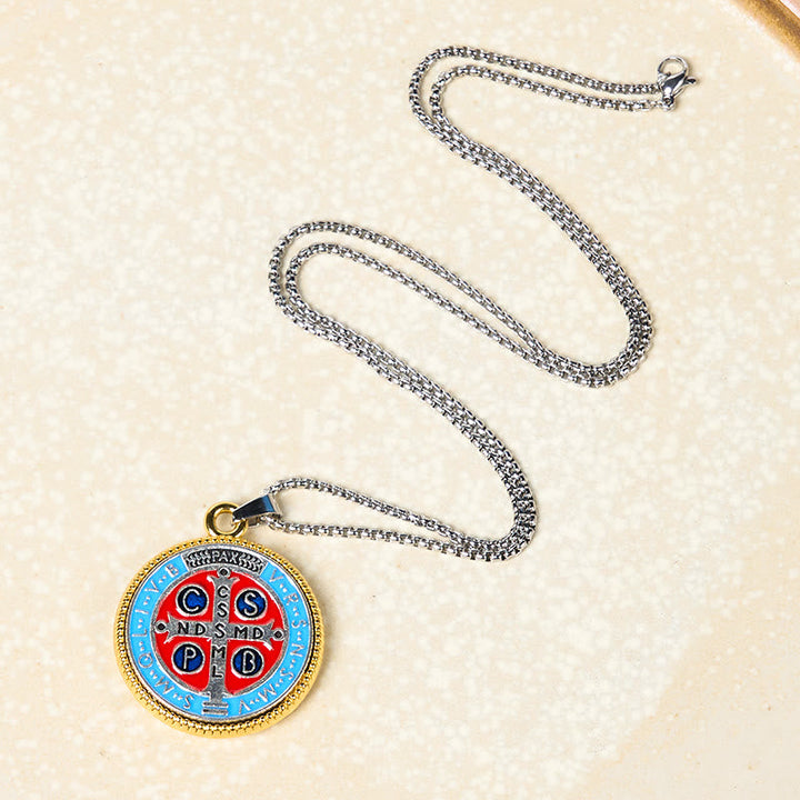2 Color Retro Style St. Benedict Symbol Exorcism Faith Pendant Necklace