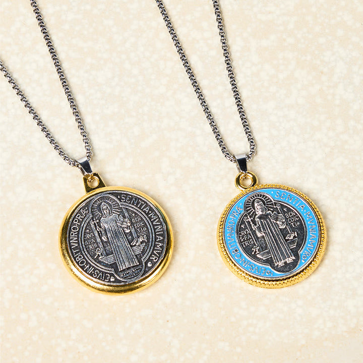 2 Color Retro Style St. Benedict Symbol Exorcism Faith Pendant Necklace