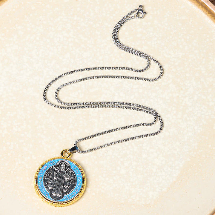 2 Color Retro Style St. Benedict Symbol Exorcism Faith Pendant Necklace