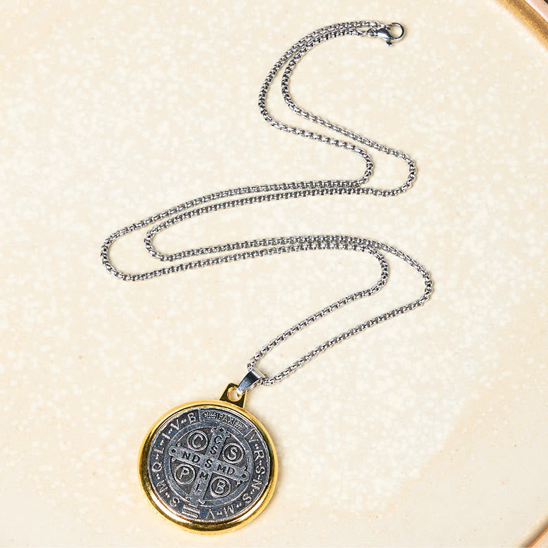 2 Color Retro Style St. Benedict Symbol Exorcism Faith Pendant Necklace