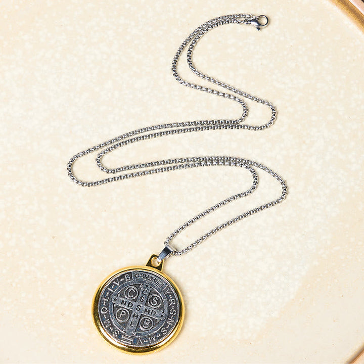 2 Color Retro Style St. Benedict Symbol Exorcism Faith Pendant Necklace