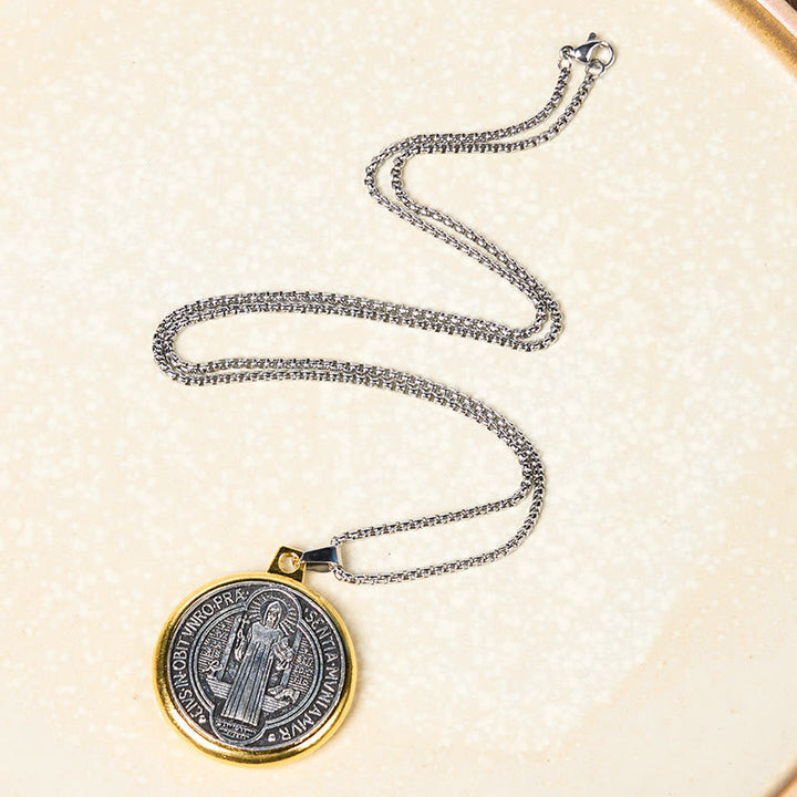 2 Color Retro Style St. Benedict Symbol Exorcism Faith Pendant Necklace