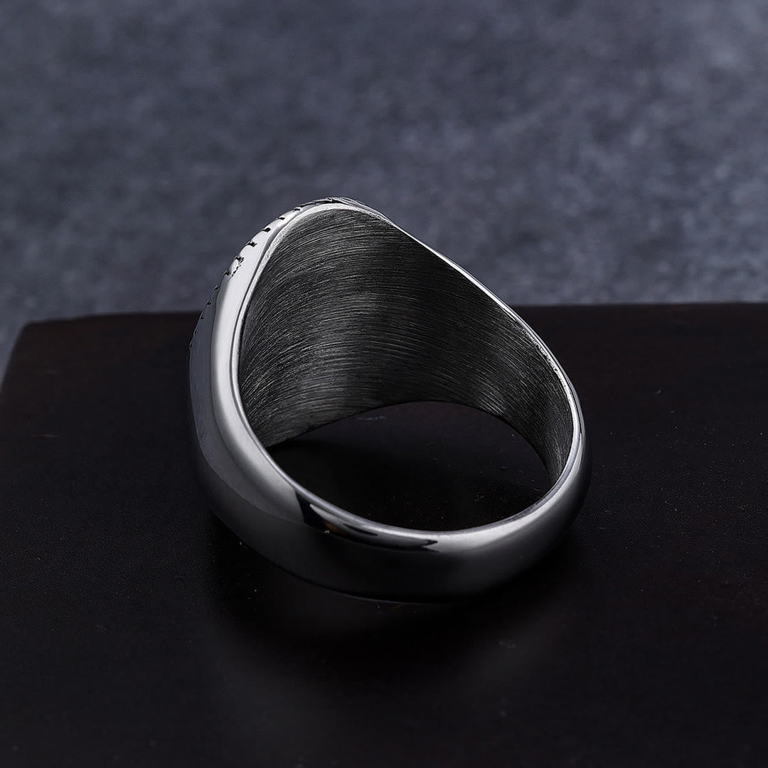Retro Style Simple Crucifix Protection & Strength Titanium Ring