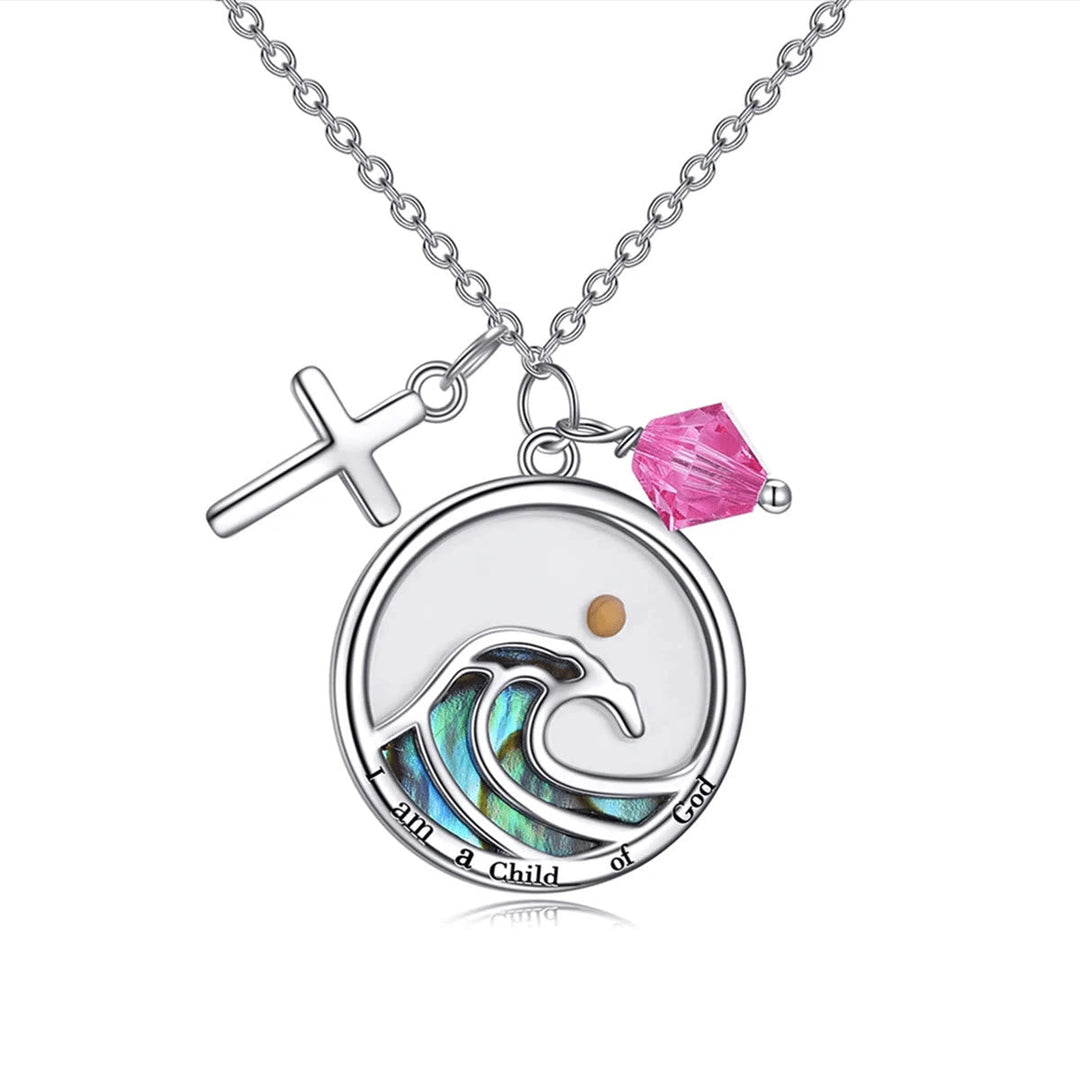 Classic Style Wave Cross Mustard Seed Faith Pendant Necklace