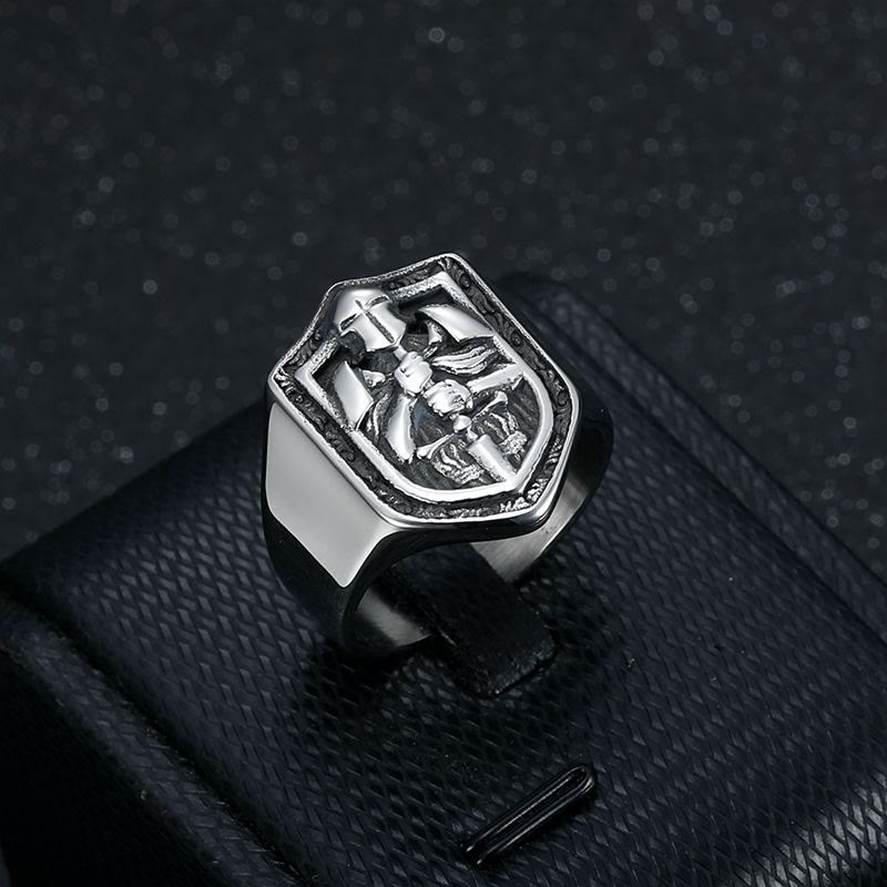 Classic Style Crusades Shield Sacred Protection Ring