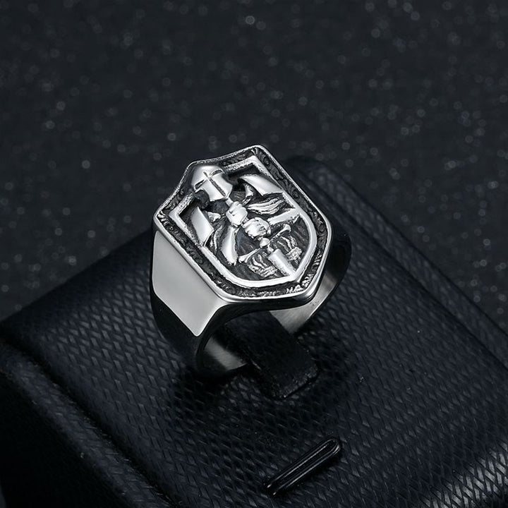 Classic Style Crusades Shield Sacred Protection Ring