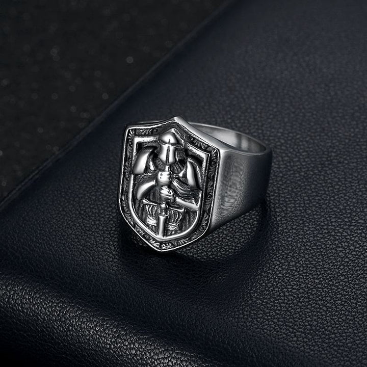Classic Style Crusades Shield Sacred Protection Ring