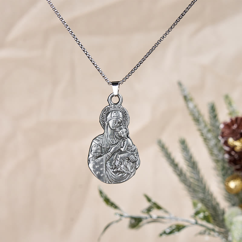 Classic Style Madonna And Child Faith Symbol Pendant Necklace