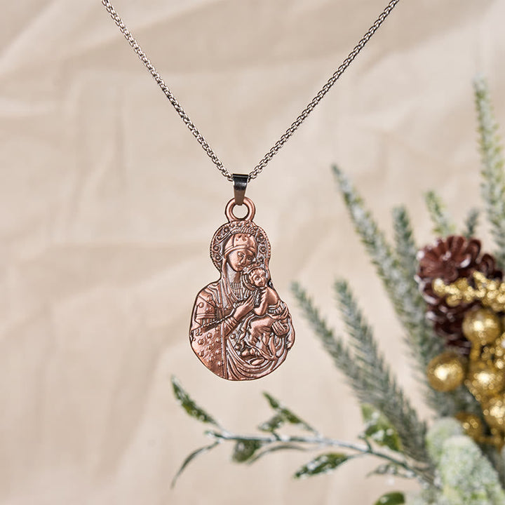 Classic Style Madonna And Child Faith Symbol Pendant Necklace