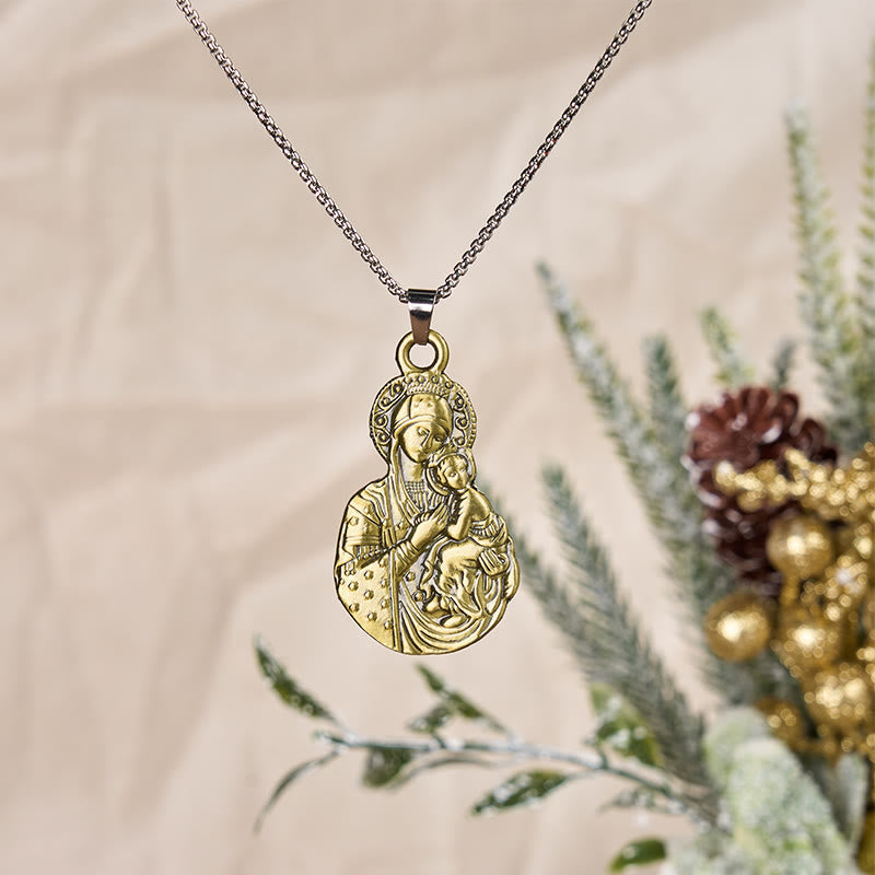 Classic Style Madonna And Child Faith Symbol Pendant Necklace