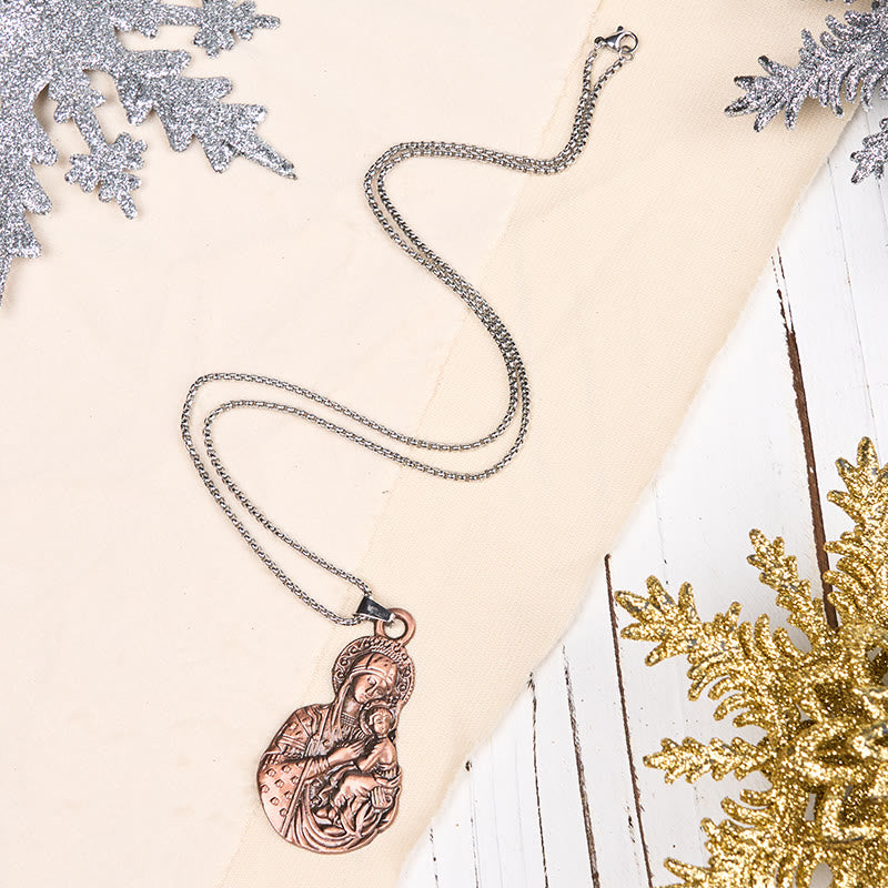 Classic Style Madonna And Child Faith Symbol Pendant Necklace