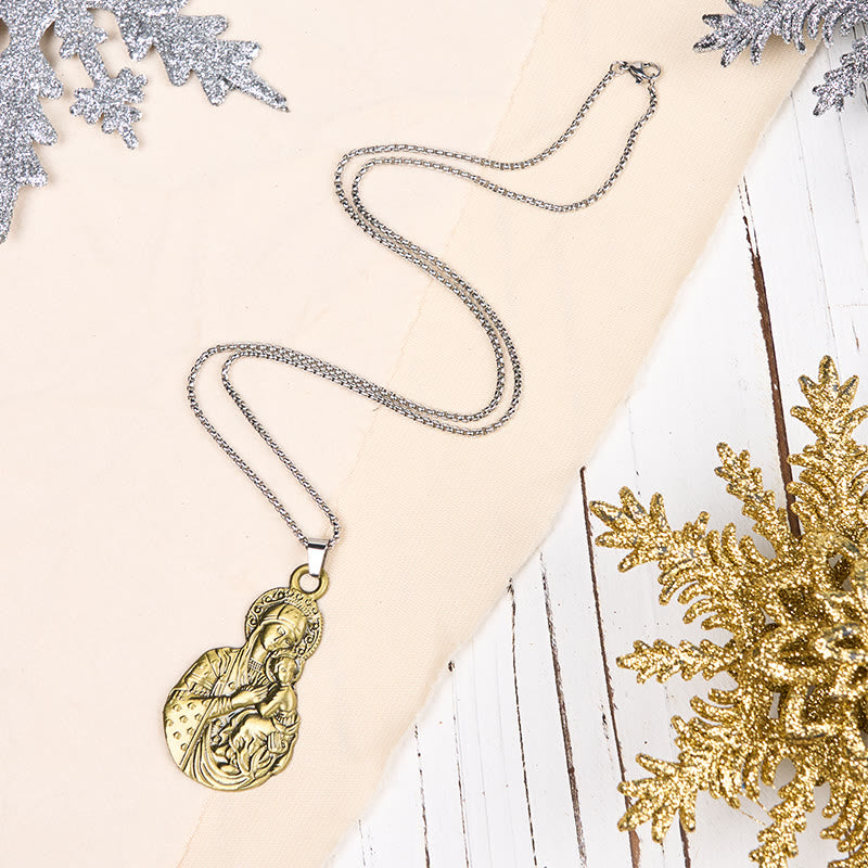 Classic Style Madonna And Child Faith Symbol Pendant Necklace