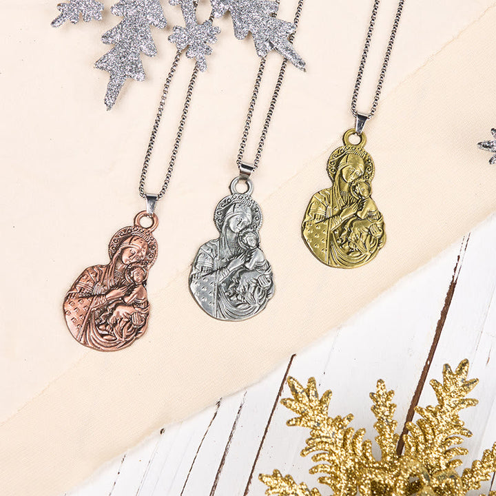 Classic Style Madonna And Child Faith Symbol Pendant Necklace