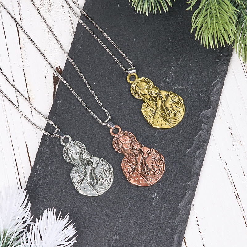 Classic Style Madonna And Child Faith Symbol Pendant Necklace