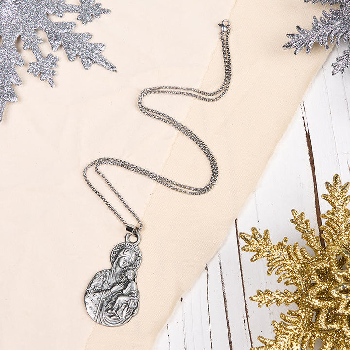 Classic Style Madonna And Child Faith Symbol Pendant Necklace