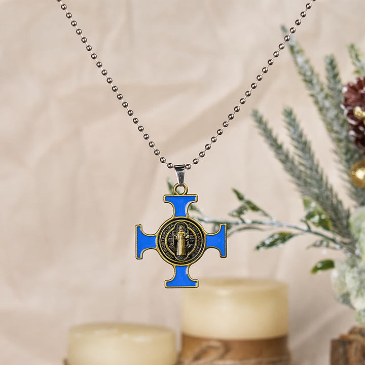 Classic Style Saint Benedict Cross Protection Pendant Necklace