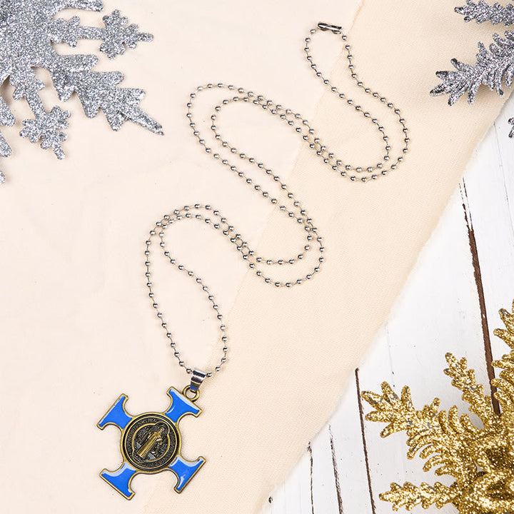 Classic Style Saint Benedict Cross Protection Pendant Necklace