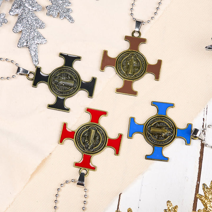 Classic Style Saint Benedict Cross Protection Pendant Necklace