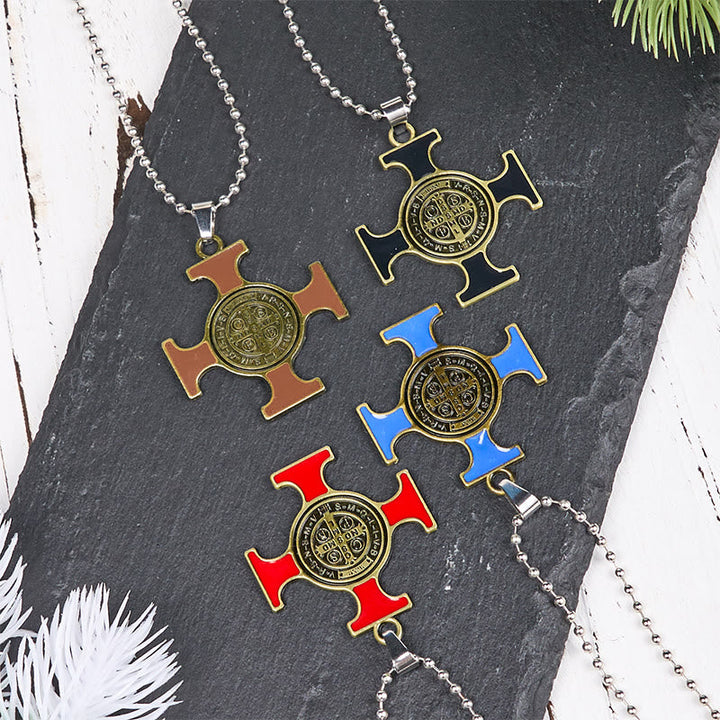 Classic Style Saint Benedict Cross Protection Pendant Necklace