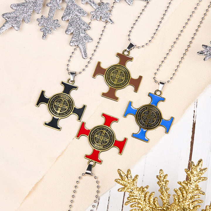 Classic Style Saint Benedict Cross Protection Pendant Necklace