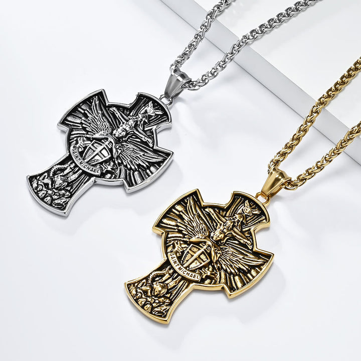 Classic Style Saint Michael Archangel Guardian Of Faith Pendant Necklace