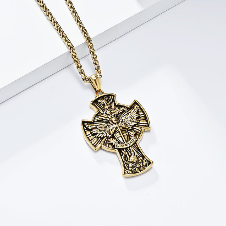Classic Style Saint Michael Archangel Guardian Of Faith Pendant Necklace