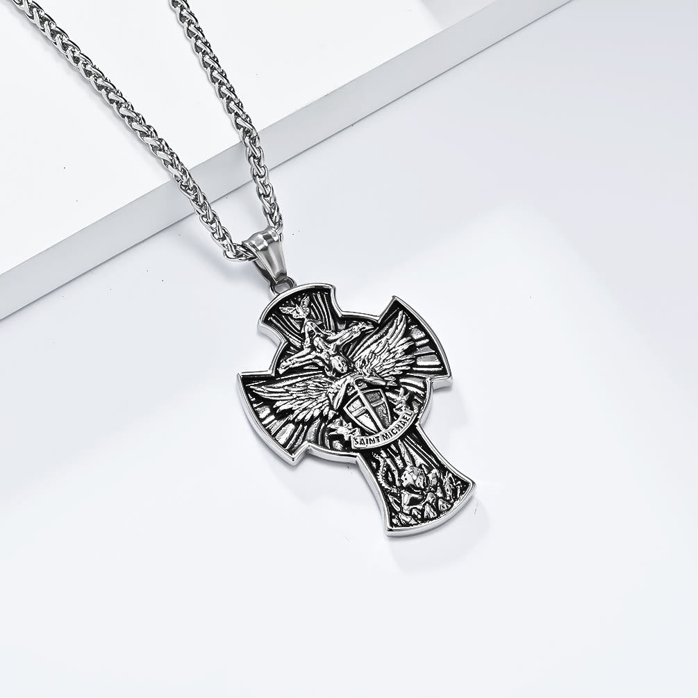 Classic Style Saint Michael Archangel Guardian Of Faith Pendant Necklace
