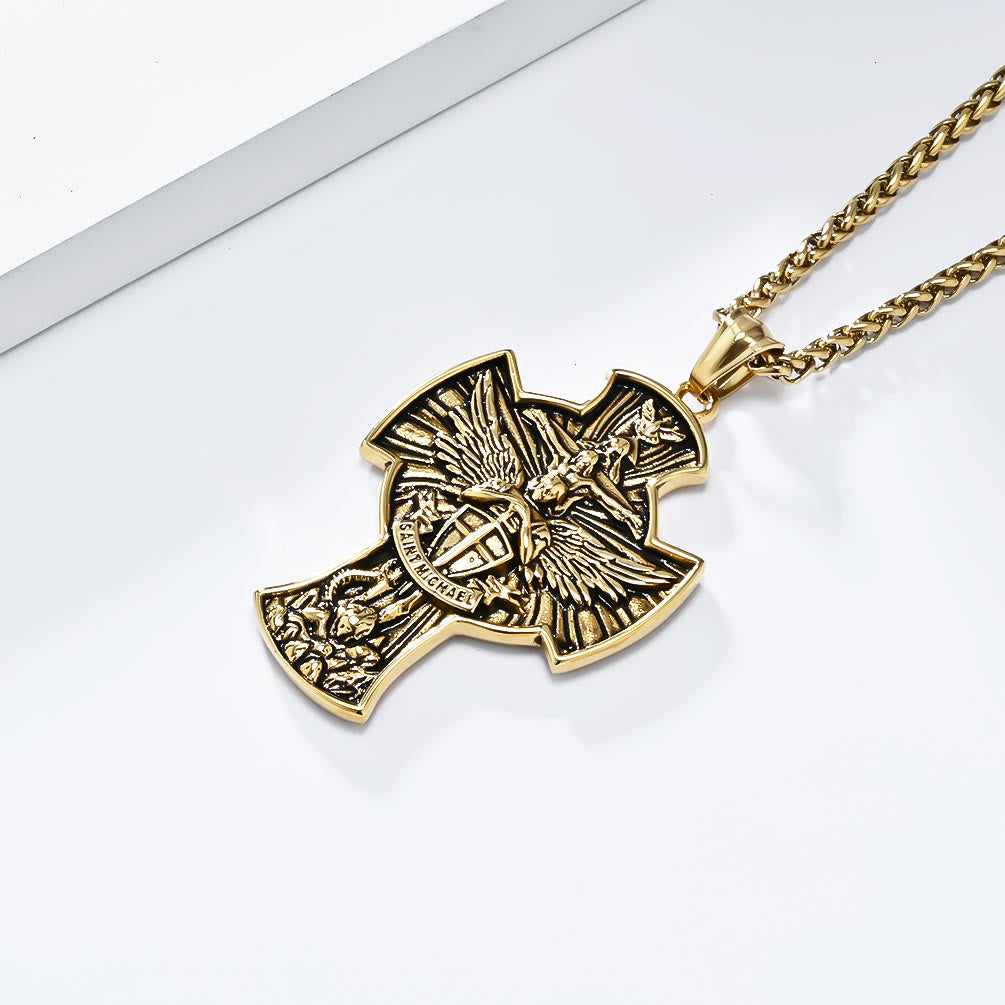 Classic Style Saint Michael Archangel Guardian Of Faith Pendant Necklace